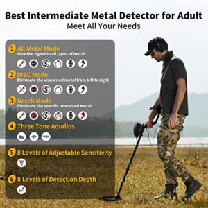 SAKOBS Metal Detector for Adults Waterproof - Professional Higher Accuracy Gold Detector with LCD Display, DISC & Notch & All Metal Mode, Advanced DSP Chip 10" Coil Metal Detectors