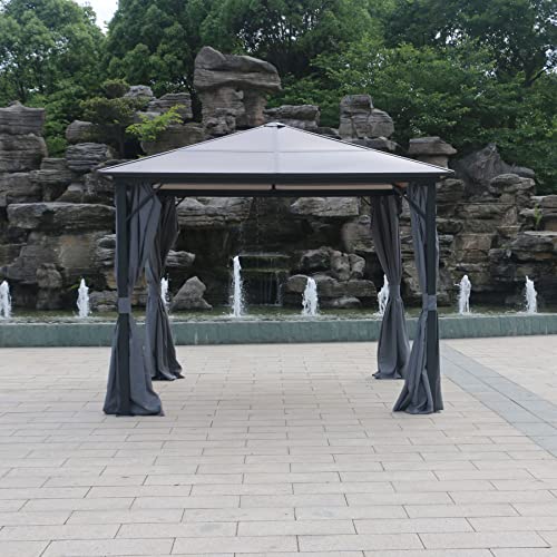 Replacement Gazebo Curtains Sidewalls 4 Panels for Patio Garden Backyard,only Curtains(12'x12', Grey)