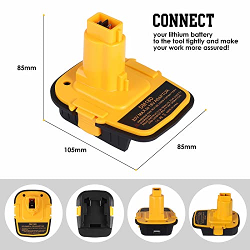 for Dewalt 20V to 18V Battery Adapter, JJXNDO 2-Pack DM18D Upgraded Version DCA1820 Converter for Dewalt 18V/20V & for Milwaukee M18 18V Battery to Work for Dewalt 18V Nicad & NiMh Battery Tools