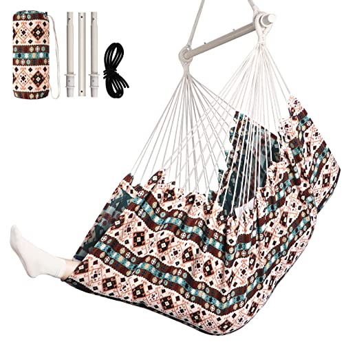 Chihee Hammock Chair Cotton Jacquard Weave Hanging Chair Max 330 lbs Hanging Seat Patio Lawn Chair Advanced Dense Fabric,Ultra Wear-Resistant Excellent Support Superior Comfort & Durability