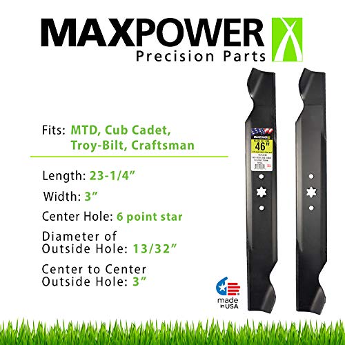 MaxPower 561544B 2-Blade Set for 46 Inch Cut MTD/Cub Cadet/Troy-Bilt Replaces 942-04244, 942-04290, 94204244A, 742-04290, 742-04244, Black