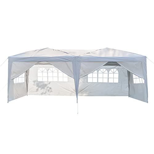 Outvita 10x20ft Pop Up Canopy with 6 SideWalls, Ez Pop Up Portable Instant Canopy Tent for Outdoor Events, Party, Wedding, Birthday,Graduation (White)