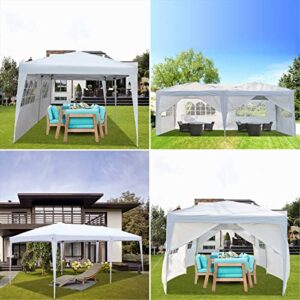 Outvita 10x20ft Pop Up Canopy with 6 SideWalls, Ez Pop Up Portable Instant Canopy Tent for Outdoor Events, Party, Wedding, Birthday,Graduation (White)