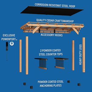 Backyard Discovery Saxony XL Grill Gazebo, 2 full Size Grills, Griddles or Smokers Steel Metal Roof, Wind Resistant - 100 mph, Supports 30 In of Snow, Electrical Outlet, USB, Grilling Hooks