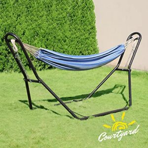 Zupapa Hammock Stand and Hammock, 2 Person Steel Hammock Frame and Hammock, 550LBS Capacity, Backyard Camping Use