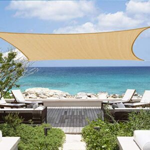 shade&beyond sun canopy shade sail 12’x16′ rectangle uv block for patio deck yard and outdoor activities sand