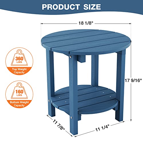 YEFU Adirondack Side Table, Double Outdoor Side Table, Poly Lumber end Table, Weather Resistant for Indoor, Patio, Pool, Porch, Backyard-Navy