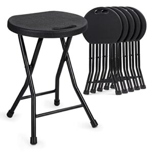 monibloom set of 6 portable folding stools 18 inch lightweight round chairs with handle for home garden dorm or rv, 230 lbs capacity, black
