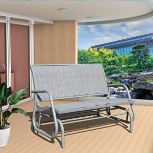 GOLDSUN Swing Glider Chair 2 People Outdoor & Indoor Swing Lounge Glider Chair Cozy Patio Bench for Patio, Backyard, Poolside, Lawn Steel Rocking Garden Loveseat-Grey