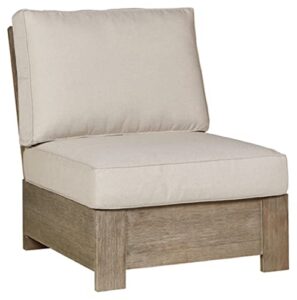signature design by ashley silo point outdoor patio upholstered armless chair, brown