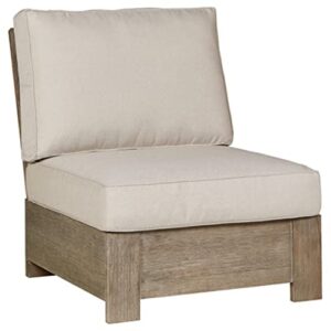 Signature Design by Ashley Silo Point Outdoor Patio Upholstered Armless Chair, Brown