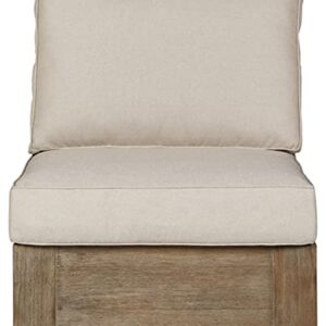 Signature Design by Ashley Silo Point Outdoor Patio Upholstered Armless Chair, Brown