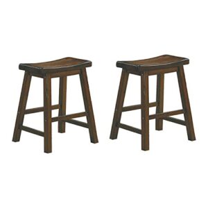 lexicon victoria saddle wood dining stools (set of 2), 17.5″ sh, distressed cherry