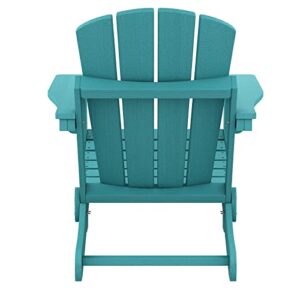 SERWALL 5-Piece Adirondack Chair and Ottoman and Table Set, Weather Resistant Adjustable Backrest Adirondack Chair with Ottoman and Side Table, Adirondack Chair for Backyard, Garden, Deck, Cyan Blue