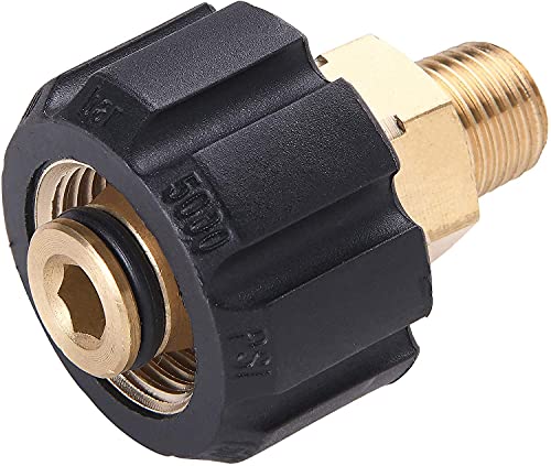 Tool Daily Pressure Washer Adapter, Female Metric M22 to 1/4 Inch Male NPT Fitting, 5000 PSI