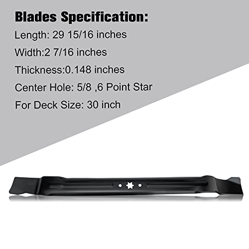 Grasscool TB30 30 inch Mower Blade for Troy Bilt TR30 TB30R Cub Cade CC30 CC30H Craftsman R1000 RER1000 R1500 30'' Deck Mower Replace for 942-04385 742-04385