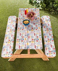 the lakeside collection picnic table and bench seat covers with elastic edges – bbq – 3 pieces