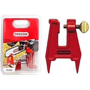 oregon filing vise – pocket stump vise for filing chainsaw chains in the field, saw vise for secure filing set-up on any tree stump, essential chainsaw accessories (26368a),red