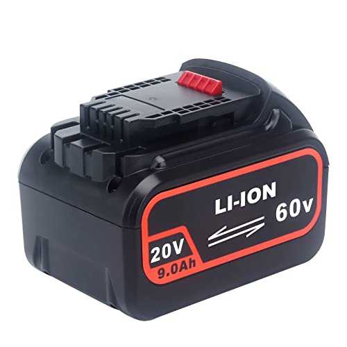 Biswaye 9.0Ah Battery DCB609 Replacement for DEWALT 20V/60V 120V MAX XR Lithium-Ion Battery DCB606 DCB609 DCB612 DCB203 DCB204 DCB207 DCB206 DCB201