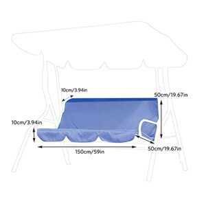 Agatige Patio Swing Cover 3 Seater Waterproof Porch Swing Cushion Cover for Outdoor Garden(Blue) 150x50x10cm/59x19.67x3.94in