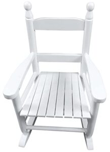 kids rocking chair for indoor outdoor childs rocker chair, durable wooden rocking lounge chairs for girl boy, features classic rocker design & hardwood construction – white