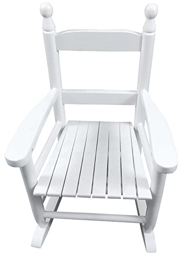 Kids Rocking Chair for Indoor Outdoor Childs Rocker Chair, Durable Wooden Rocking Lounge Chairs for Girl Boy, Features Classic Rocker Design & Hardwood Construction - White