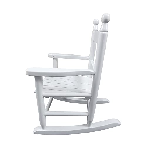 Kids Rocking Chair for Indoor Outdoor Childs Rocker Chair, Durable Wooden Rocking Lounge Chairs for Girl Boy, Features Classic Rocker Design & Hardwood Construction - White