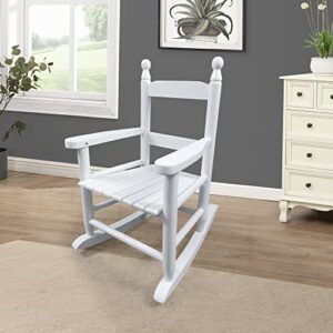 Kids Rocking Chair for Indoor Outdoor Childs Rocker Chair, Durable Wooden Rocking Lounge Chairs for Girl Boy, Features Classic Rocker Design & Hardwood Construction - White