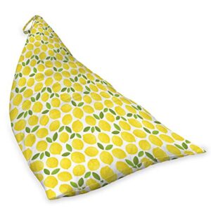 Lunarable Lemons Lounger Chair Bag, Repeating of Ripe Sour Juicy Fruits, High Capacity Storage with Handle Container, Lounger Size, Yellow Olive Green White