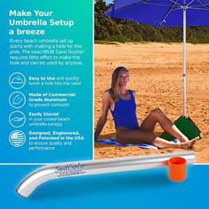 BEACHBUB Sand Gopher - Aluminum Sand Digger Tool - Make Firm Compact 15'' Holes for Beach Umbrella, Sand Anchor or Base, Beach Umbrella Accessories, Alternative to Beach Umbrella Drill or Sand Auger