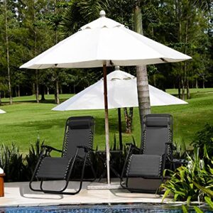 Flamaker Zero Gravity Chairs Outdoor Folding Recliners Adjustable Lawn Patio Lounge Chair with Side Table and Cup Holders for Poolside, Yard and Camping (Black)