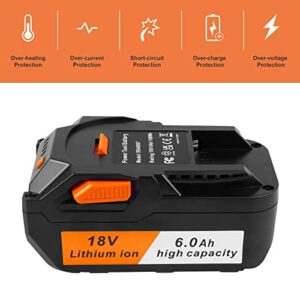 [2-Pack] 18V High-Output 6.0Ah! Lithium Battery for Ridgid 18V Tools Battery R840089 R840087 R840086 R840085 R840084 R840083 AC840085 AC840086 AC840087P 18 Volt Battery