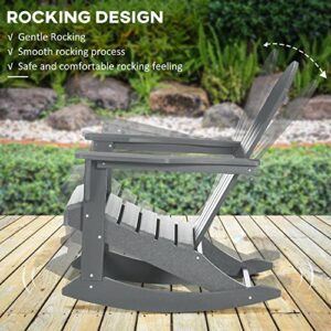 Outsunny Outdoor Rocking Chair, HDPE Adirondack Style Rocker Chair for Porch, Garden, Patio, Light Gray