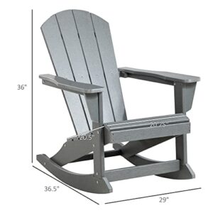 Outsunny Outdoor Rocking Chair, HDPE Adirondack Style Rocker Chair for Porch, Garden, Patio, Light Gray