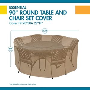 Duck Covers Essential Water-Resistant 90 Inch Round Patio Table & Chair Set Cover, Outdoor Table Cover