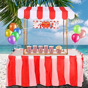 Jutom 45 Pcs Carnival Tabletop Decorating Kit Carnival Circus Concession Stand Decor Red White Striped Table Skirt Welcome to The Carnival Banner Popcorn Boxes Balloon for Carnival Party Decor