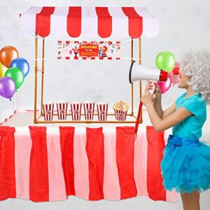 Jutom 45 Pcs Carnival Tabletop Decorating Kit Carnival Circus Concession Stand Decor Red White Striped Table Skirt Welcome to The Carnival Banner Popcorn Boxes Balloon for Carnival Party Decor