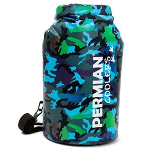 permian portable cooler bag roll top, camouflage, insulated, 15l foldable, waterproof dry bag for boating/fishing, cooler backpack for camping/hiking, leakproof, floating cooler for kayaking – camo