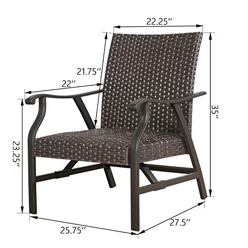 Patio Tree 2 Pieces Outdoor Indoor Club Chair, Wicker Rocking Motion Conversation Chair with Padded Quick Dry Foam for Yard, Garden, Bistro