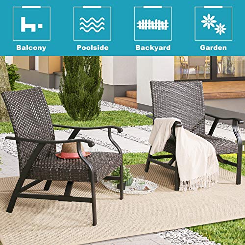 Patio Tree 2 Pieces Outdoor Indoor Club Chair, Wicker Rocking Motion Conversation Chair with Padded Quick Dry Foam for Yard, Garden, Bistro