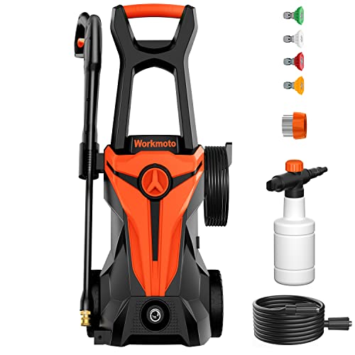 Workmoto Electric Pressure Washer, Power Washer with Foam Cannon, 4 Quick Connect Nozzles, 3900 PSI 2.4 GPM