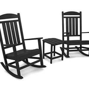 POLYWOOD PWS166-1-BL Presidential Rocker 3-Piece Rocking Chair Set, Black
