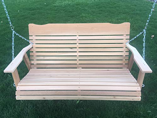 Kilmer Creek 4 Foot Natural Cedar Porch Swing with Chain, Springs, Amish