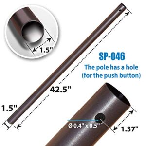 YardGrow Patio Umbrella Pole Replacement Umbrella Lower Pole Replacement, No Bullet Buckle (42.5''L x 1.5''Dia)