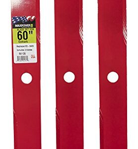 MaxPower 561139B Heavy Duty 3 Blade Set for 60" Cut Exmark, Replaces OEM no. 103-6403, 103-6403-S, Red