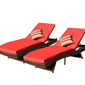 sundale outdoor 2 pieces chaise lounge chair, patio adjustable chaise loungers with living coral cushions & pillows for garden balcony yard deck – steel