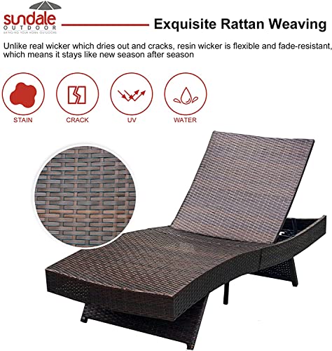 Sundale Outdoor 2 Pieces Chaise Lounge Chair, Patio Adjustable Chaise Loungers with Living Coral Cushions & Pillows for Garden Balcony Yard Deck - Steel