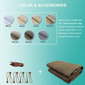 Alion Home Outdoor Pergola Sun Shade Cover Cloth Patio Canopy HDPE Permeable with Grommets (8' x 10', Brown)