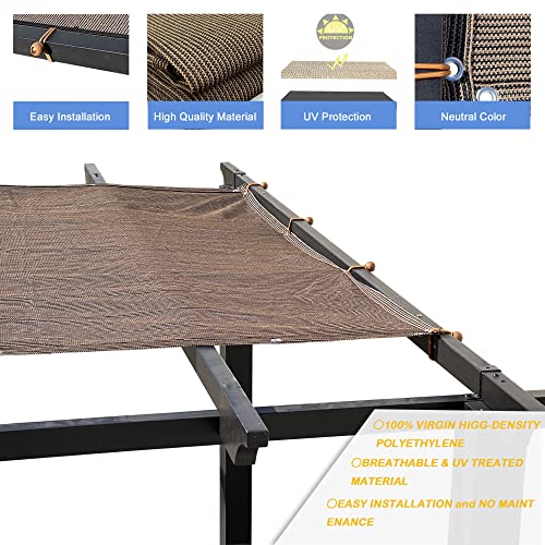 Alion Home Outdoor Pergola Sun Shade Cover Cloth Patio Canopy HDPE Permeable with Grommets (8' x 10', Brown)