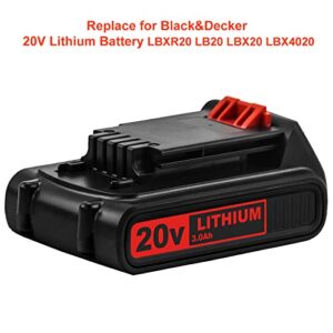 LBXR20 20 Volt 3.0Ah Replacement Battery Compatible with Black and Decker 20V Lithium Battery Max LB20 LBX20 LBXR2020-OPE LBXR20B-2 LB2X4020 LST220